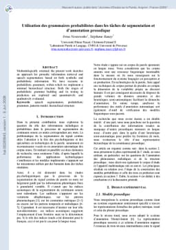Utilisation des grammaires probabilistes dans les tâches de
  segmentation et dánnotation prosodique