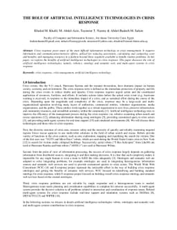 The Role of Artificial Intelligence Technologies in Crisis Response