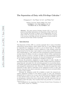 The Separation of Duty with Privilege Calculus