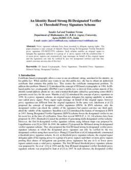 An Identity Based Strong Bi-Designated Verifier (t, n) Threshold Proxy
  Signature Scheme