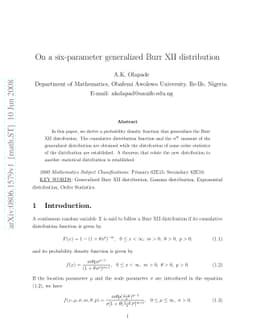 On a six-parameter generalized Burr XII distribution