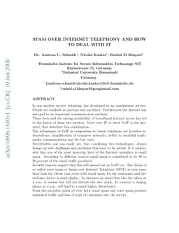 SPAM over Internet Telephony and how to deal with it