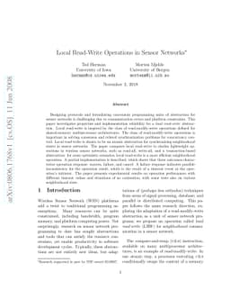Local Read-Write Operations in Sensor Networks