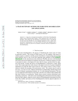A chain dictionary method for Word Sense Disambiguation and applications
