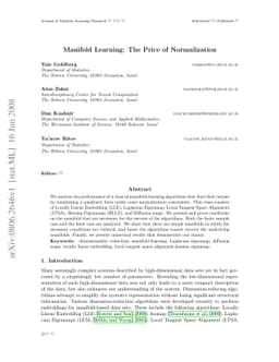 Manifold Learning: The Price of Normalization