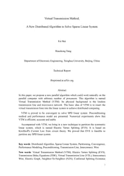 Virtual Transmission Method, A New Distributed Algorithm to Solve Sparse
  Linear System