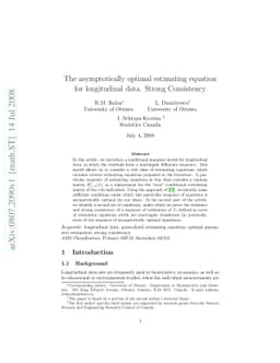 The asymptotically optimal estimating equation for longitudinal data.
  Strong Consistency