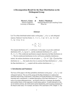 A decomposition result for the Haar distribution on the orthogonal group