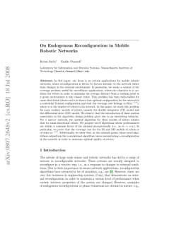 On Endogenous Reconfiguration in Mobile Robotic Networks