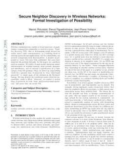 Secure Neighbor Discovery in Wireless Networks: Formal Investigation of
  Possibility