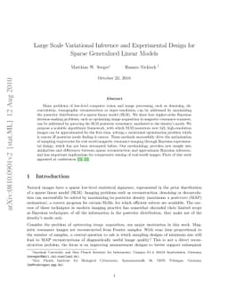 Large Scale Variational Inference and Experimental Design for Sparse
  Generalized Linear Models