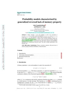 Probability models characterized by generalized reversed lack of memory
  property