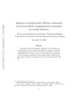 Adaptive asymptotically efficient estimation in heteroscedastic
  nonparametric regression via model selection
