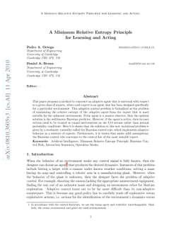 A Minimum Relative Entropy Principle for Learning and Acting