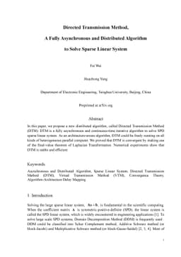 Directed Transmission Method, A Fully Asynchronous approach to Solve
  Sparse Linear Systems in Parallel