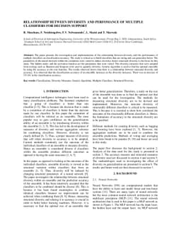 Relationship between Diversity and Perfomance of Multiple Classifiers
  for Decision Support