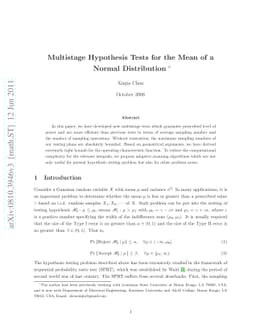 Multistage Hypothesis Tests for the Mean of a Normal Distribution