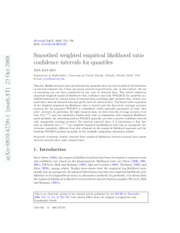 Smoothed weighted empirical likelihood ratio confidence intervals for
  quantiles
