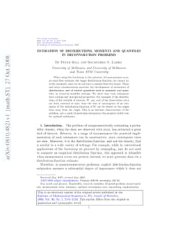 Estimation of distributions, moments and quantiles in deconvolution
  problems