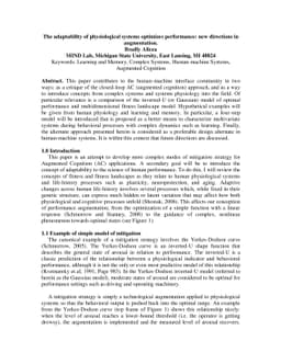The adaptability of physiological systems optimizes performance: new
  directions in augmentation