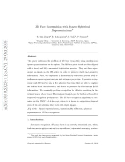 3D Face Recognition with Sparse Spherical Representations