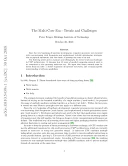 The Multi-Core Era - Trends and Challenges
