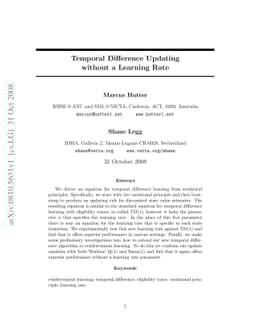 Temporal Difference Updating without a Learning Rate