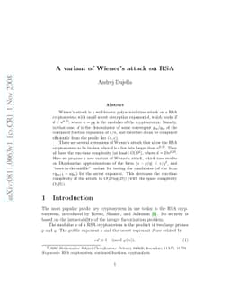 A variant of Wiener's attack on RSA