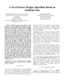 A Novel Parser Design Algorithm Based on Artificial Ants