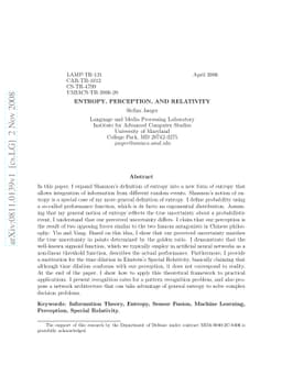 Entropy, Perception, and Relativity