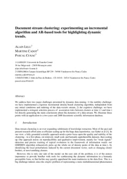Document stream clustering: experimenting an incremental algorithm and
  AR-based tools for highlighting dynamic trends