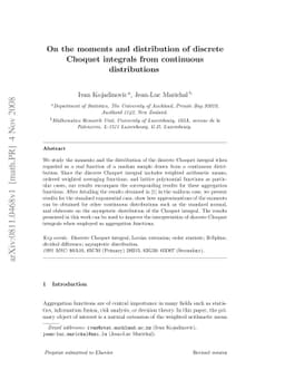 On the moments and distribution of discrete Choquet integrals from
  continuous distributions