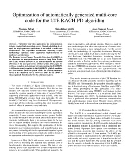 Optimization of automatically generated multi-core code for the LTE
  RACH-PD algorithm