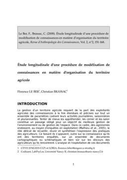 Étude longitudinale dúne procédure de modélisation de
  connaissances en matière de gestion du territoire agricole