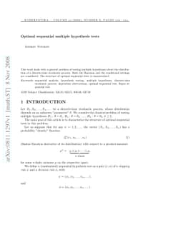 Optimal sequential multiple hypothesis tests