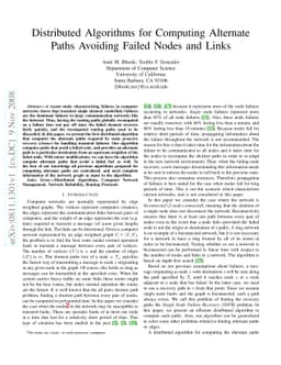 Distributed Algorithms for Computing Alternate Paths Avoiding Failed
  Nodes and Links