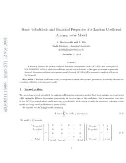 Some Probabilistic and Statistical Properties of a Random Coefficient
  Autoregressive Model