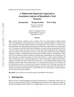 A Multivariate Regression Approach to Association Analysis of
  Quantitative Trait Network