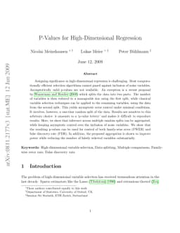 P-values for high-dimensional regression