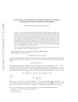 Estimation and tests for models satisfying linear constraints with
  unknown parameter