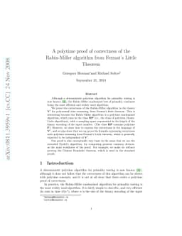A polytime proof of correctness of the Rabin-Miller algorithm from
  Fermat's little theorem
