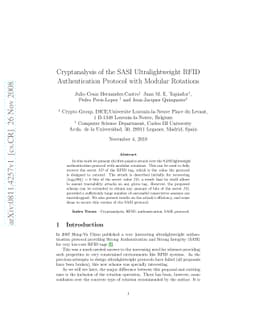 Cryptanalysis of the SASI Ultralightweight RFID Authentication Protocol
  with Modular Rotations