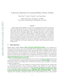 A Spectral Algorithm for Learning Hidden Markov Models