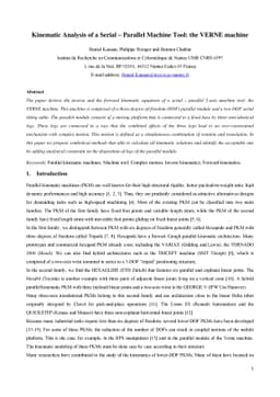 Kinematic Analysis of a Serial - Parallel Machine Tool: the VERNE
  machine
