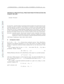 Optimal sequential procedures with Bayes decision rules