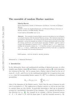 The ensemble of random Markov matrices