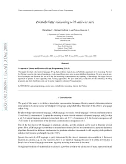 Probabilistic reasoning with answer sets