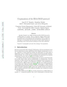 Cryptanalysis of the RSA-CEGD protocol