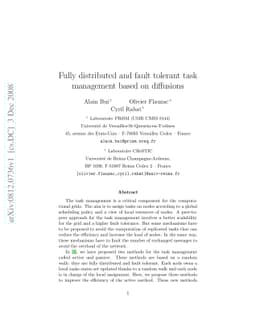 Fully distributed and fault tolerant task management based on diffusions