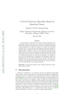 A Novel Clustering Algorithm Based on Quantum Games